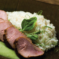 Uwajimaya | Grilled Pork Tenderloin with Spring Pea Sauce Recipe
